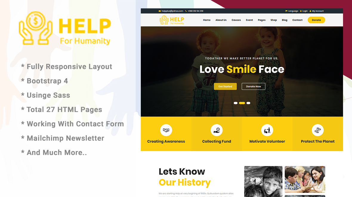 HelpPlus Charity, Nonprofit HTML Template